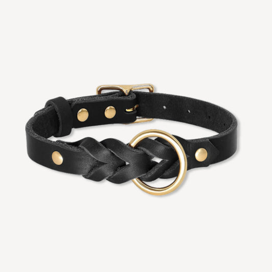 Milo Black Leather Collar