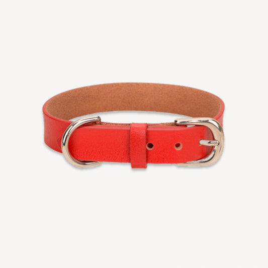Luxury Leather Collar - Red