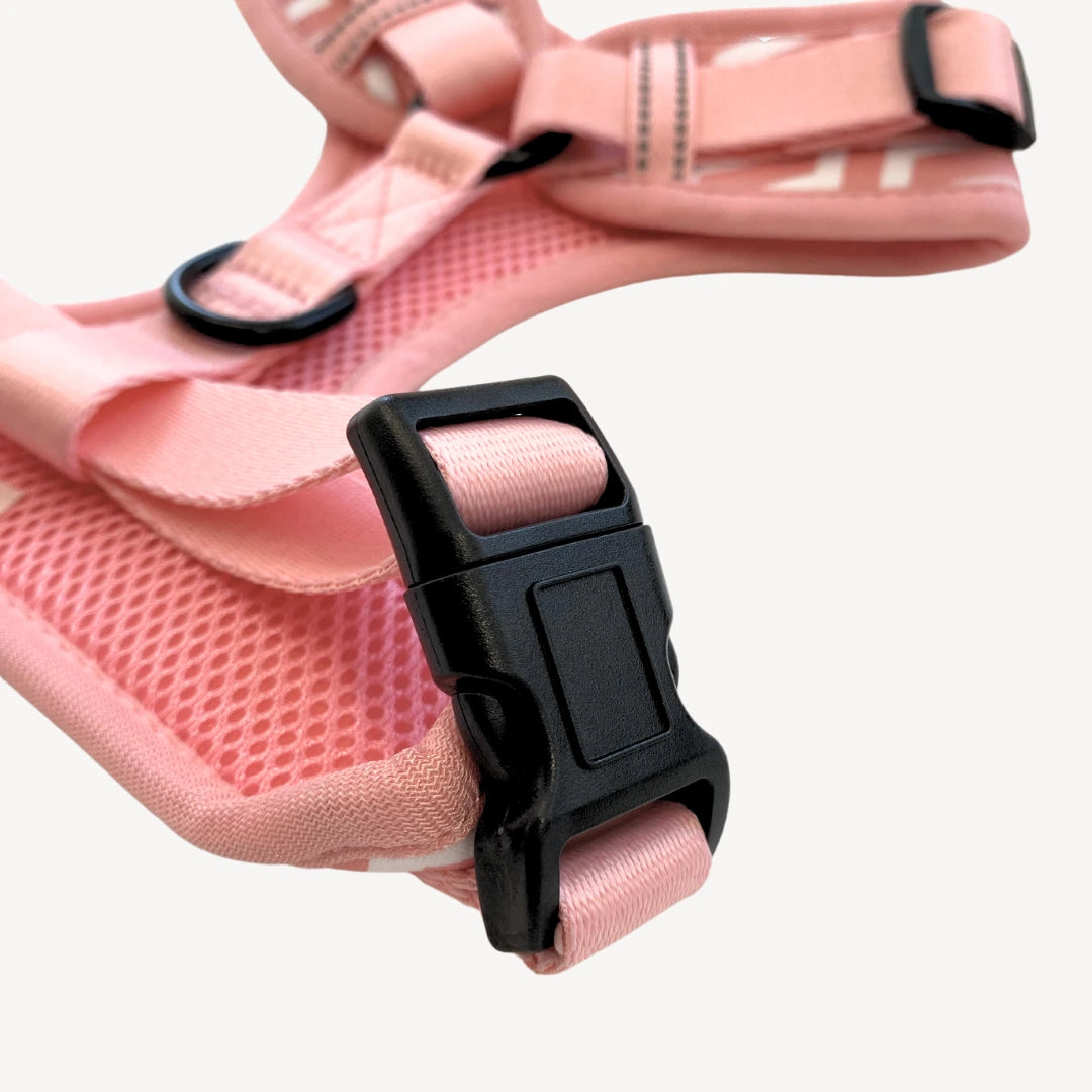 Puppia Mollie Harness A (Over-the-Head) - Pink, Size XL, Adjustable Chest Strap With Bunny Pattern